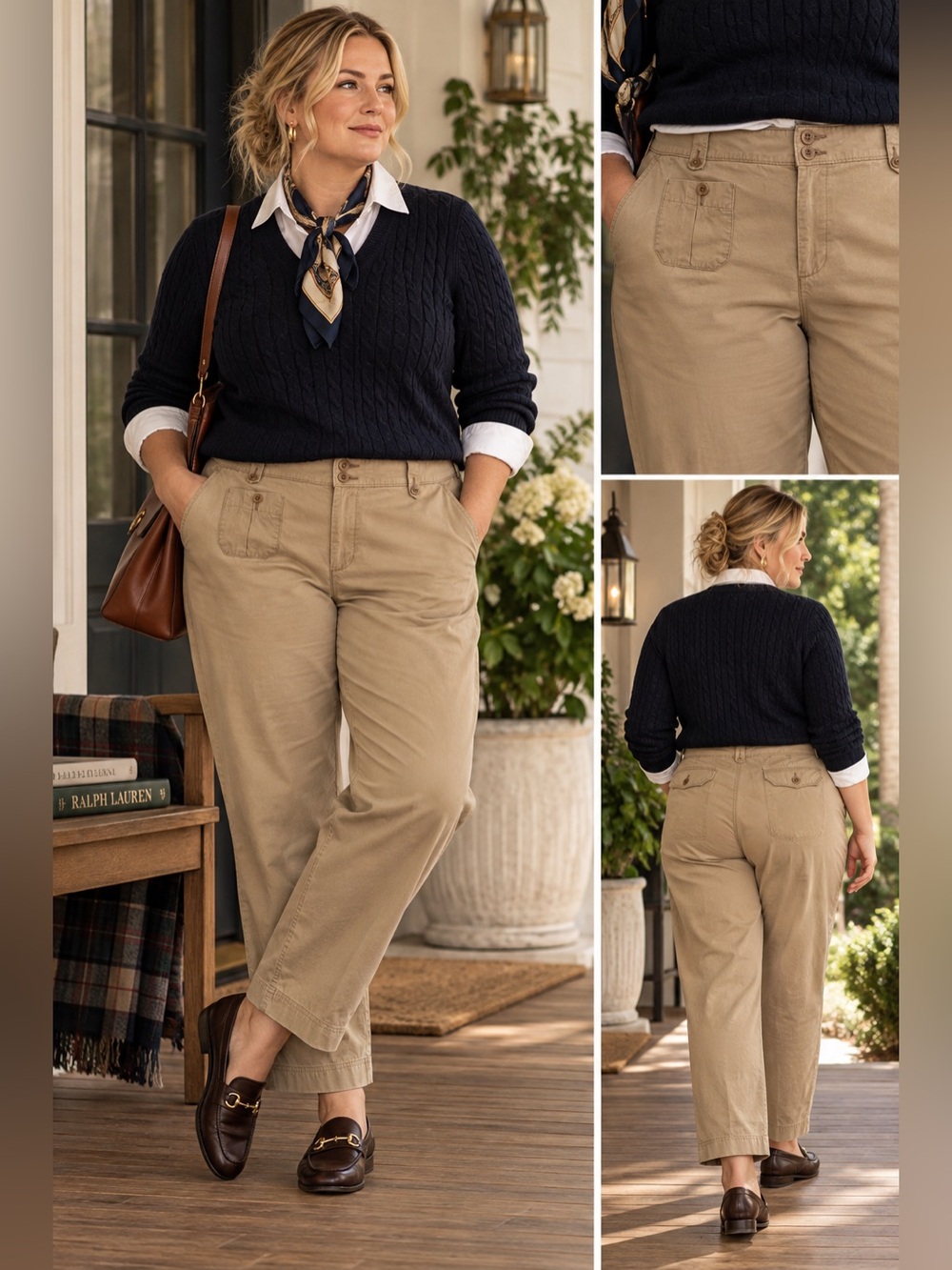 Vintage Lauren Ralph Lauren 18W Khaki Cotton Chino Pants Y2K Utility Preppy